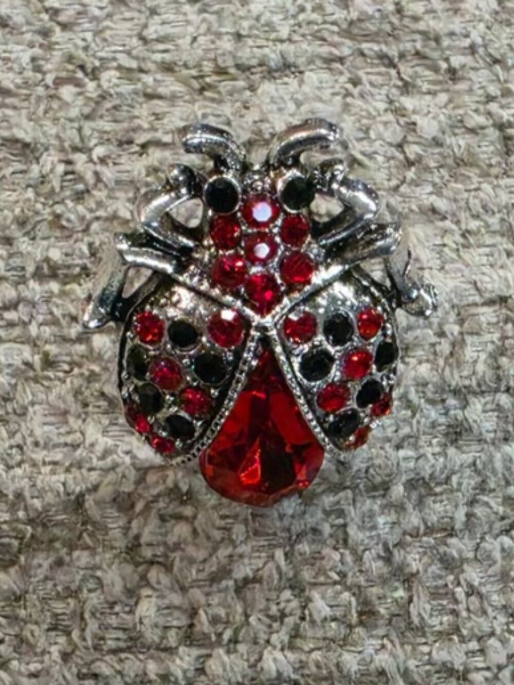 Rhinestone Lady Bug Brooch